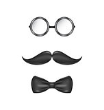 Vintage symbolic of a man face, glasses, mustache and bow-tie, i