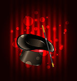 Magic background with top hat and wand