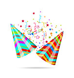 Colorful party hats with confetti for your holiday