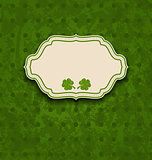 holiday card with clovers for St. Patrick's Day 