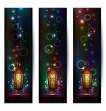 Set light banners with arabic lantern
