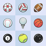 Collection of colored sport icons.