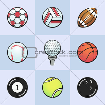Collection of colored sport icons.