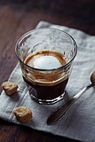 Glass of Espresso Macchiato with Brown Sugar