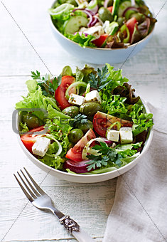 Mediterranean-Style Salad with Feta, Olives and Capers