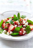 Strawberry Salad with Goat Cheese, Fresh Mint and Black Sesame