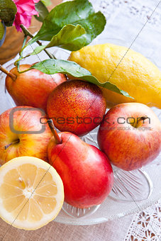 Plate of fruits on the table