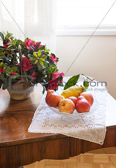 Plate of fruits on the table