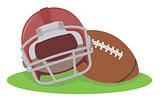 American football. Helmet and ball