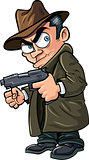Cartoon gangster with a gun and hat