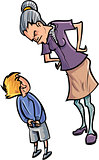 Cartoon teacher scolding a child