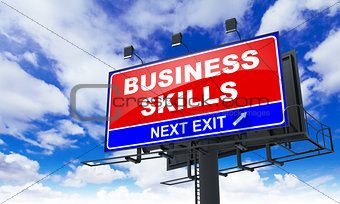 Business Skills on Red Billboard.