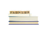 phonics word on wood stamps and books