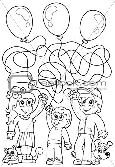 Maze 8 coloring book with children