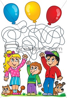Maze 8 with children and balloons