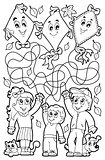 Maze 9 coloring book with children