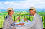 Young couple having breakfast
