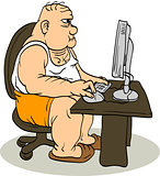Fat Man At The Computer