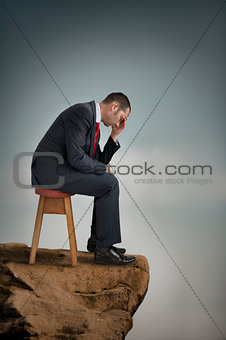 depressed businessman suffering depression 