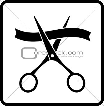 black scissors and ribbon