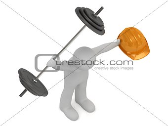 strong 3d man keeps one hand greater barbell