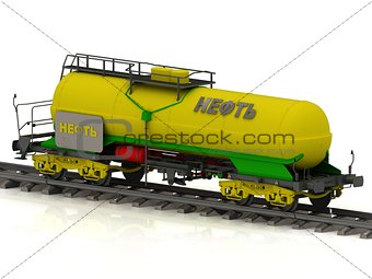 Railway tank with golden inscription oil