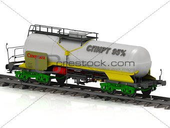 Railway tank with silver inscription Spirt 95 (alcohol)