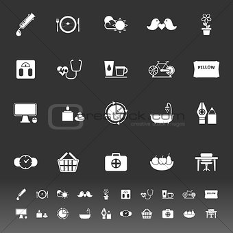 Health behavior icons on gray background