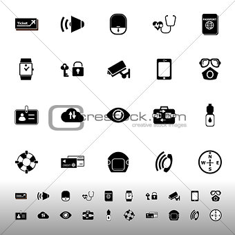 Passenger security icons on white background