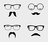 Glasses and mustaches set