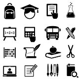 School, learning and education icons