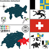 Map of Graubunden, Switzerland