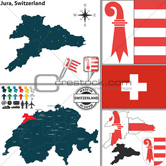 Map of Jura, Switzerland