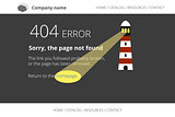 Page not found Error 404 with lighthouse on dark background.