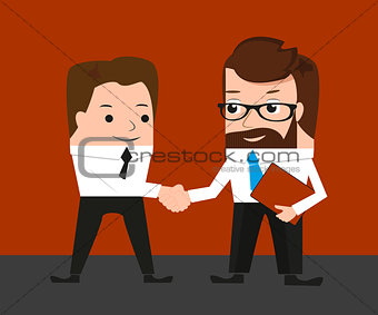 Lucky businessman is shaking hands with a colleague. Conceptual illustration