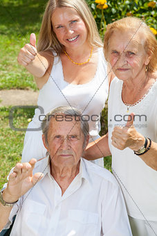 Elderly couple and their daughter 