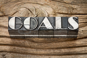 goals word in metal type