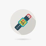 health Smart watch flat icon with long shadow