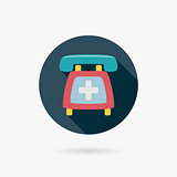 emergency call flat icon with long shadow