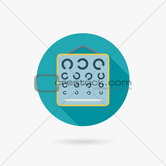 eye test chart flat icon with long shadow