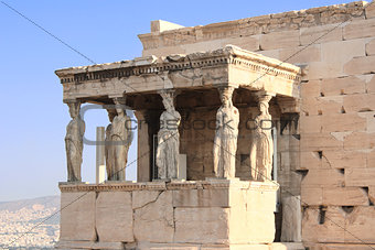 Porch of Caryatides in Erechtheum from Athenian Acropolis, Greec