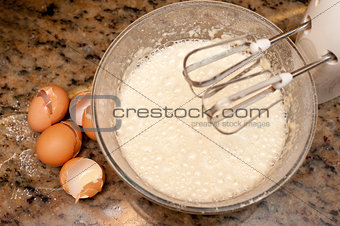 Batter mix in a mixer bowl