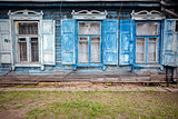 Old blue wall with some windows