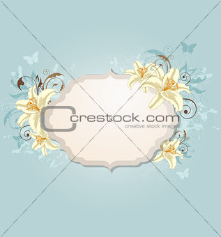 Background with label and flowers
