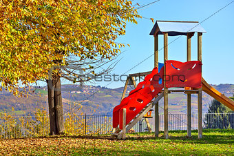Slide on empty playground.