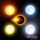 Sun and moon Vector Set