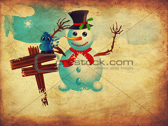 Snowman and signboard