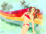 Summer girl in red bikini