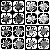 Set of monochrome decorative geometric icons