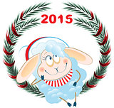 Lamb and Christmas wreath. Symbol 2015